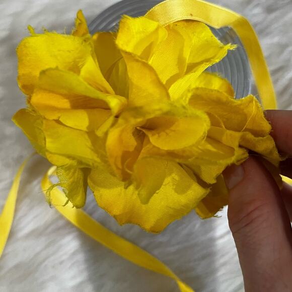 NEW J. Crew Silk Crystal RARE Floral Bloom Petal Waist Belt Tie Accessory Yellow